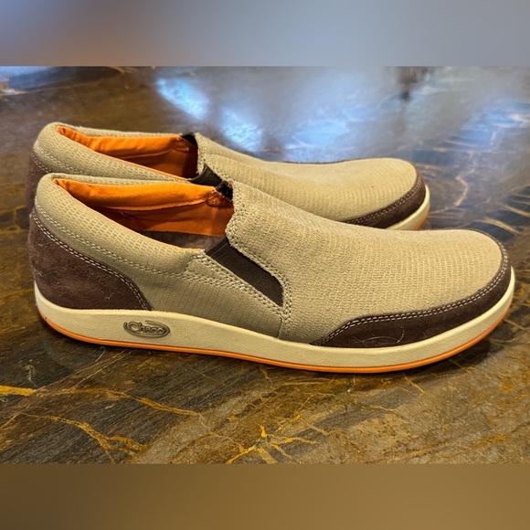 Like New Chaco Men's Tan and Orange Boat Shoes - Picture 1 of 4